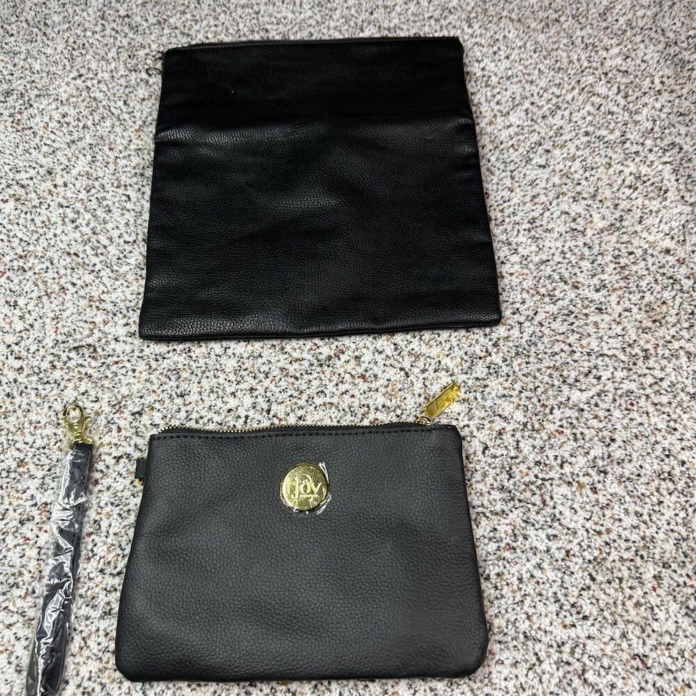 Victoria's Secret Angel Black Faux Leather Foldover Clutch Bag​